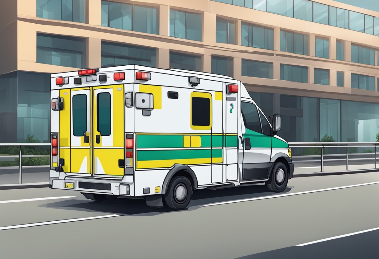Uma ambulância sendo monitorada e gerenciada com equipamentos e tecnologia