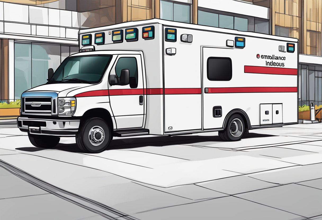Ambulancia eventos: serviços essenciais para segurança em grandes ocasiões Uma ambulância estacionada em um local de evento, com equipamentos de segurança e regulamentos visivelmente exibidos