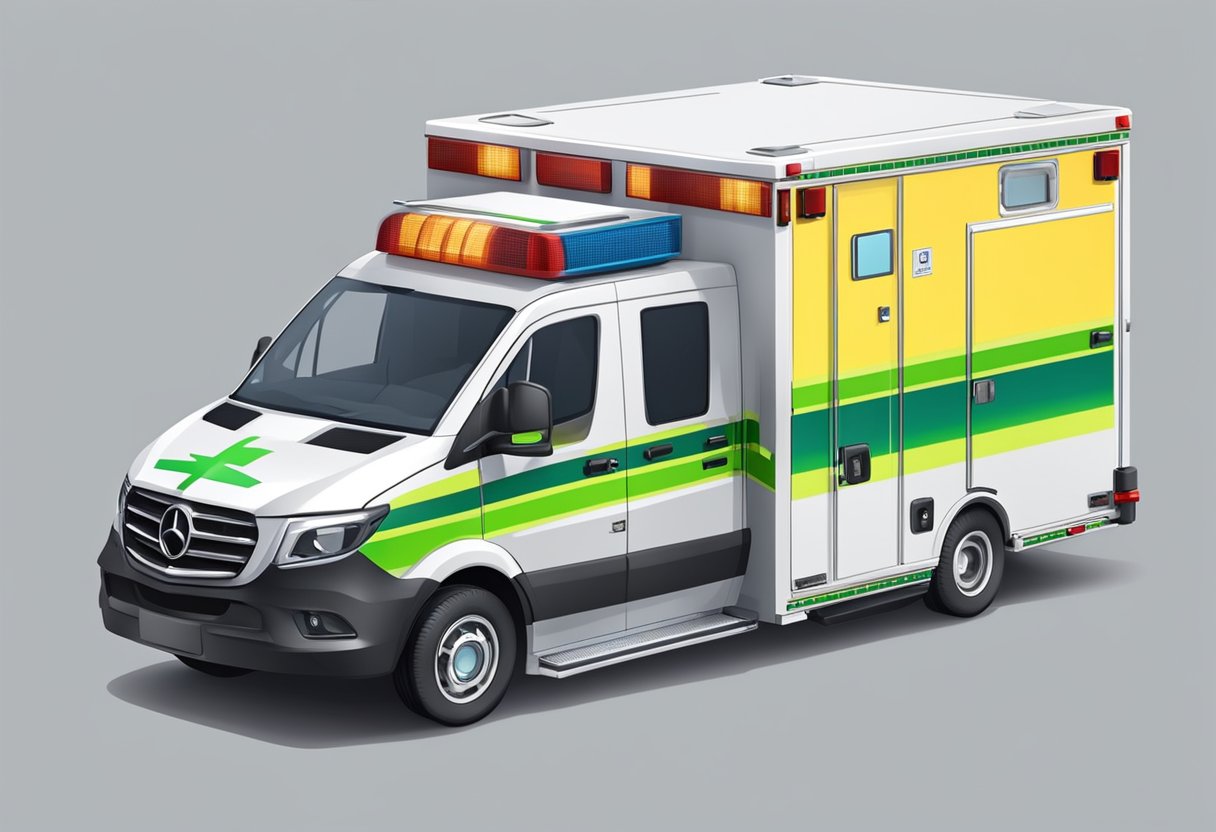 Uma ambulância particular moderna com equipamentos médicos e uma estrutura robusta