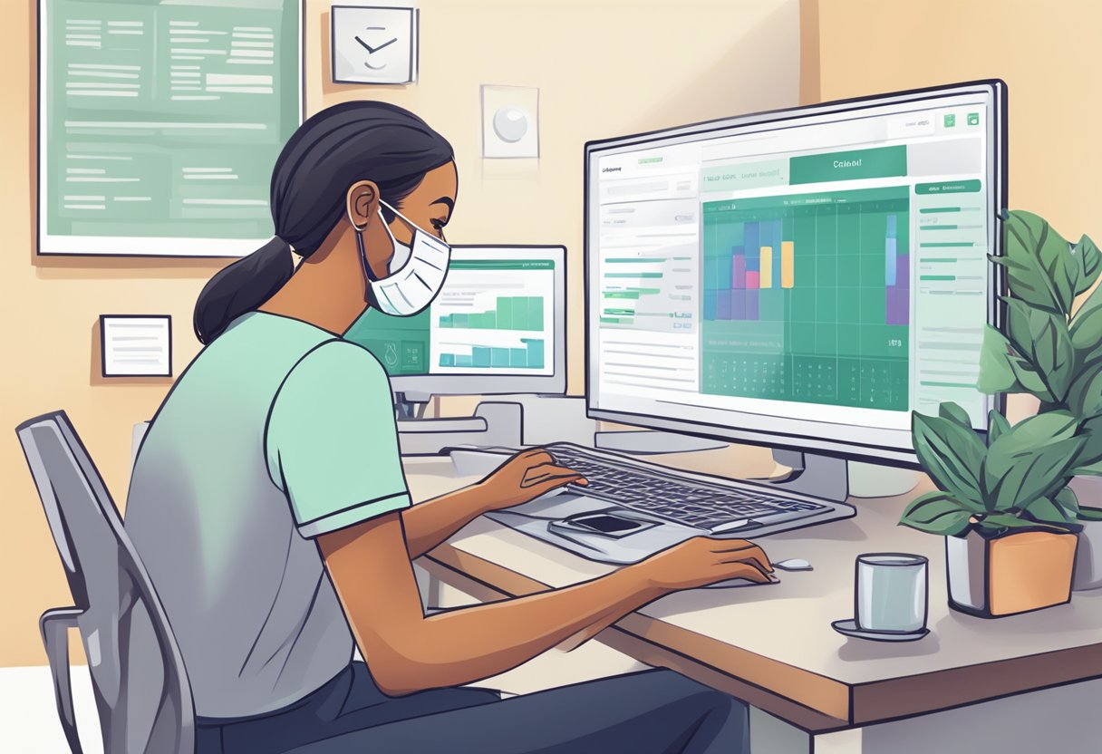Uma pessoa usando um computador para agendar uma consulta médica online