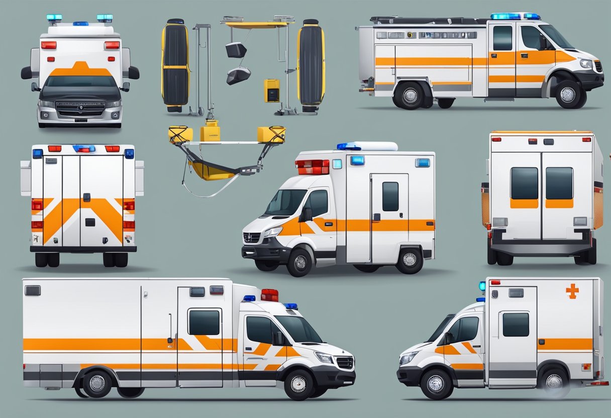 Uma ambulância avançada com equipamentos médicos e uma estrutura resistente, pronta para atendimento de emergência.