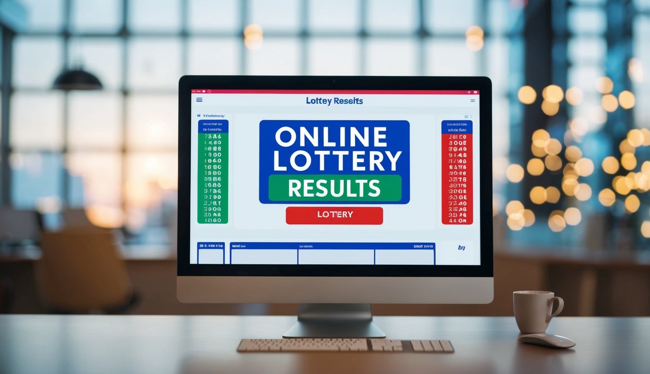 Sebuah layar komputer menampilkan hasil lotere online secara langsung dan transparan