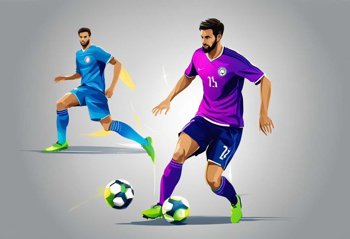 soccer dribbling - two anime characters with the soccer ball