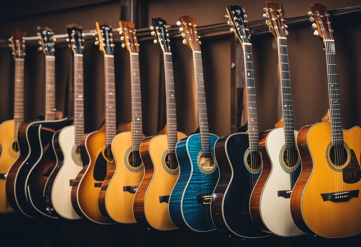 spanis guitars represented in various colours