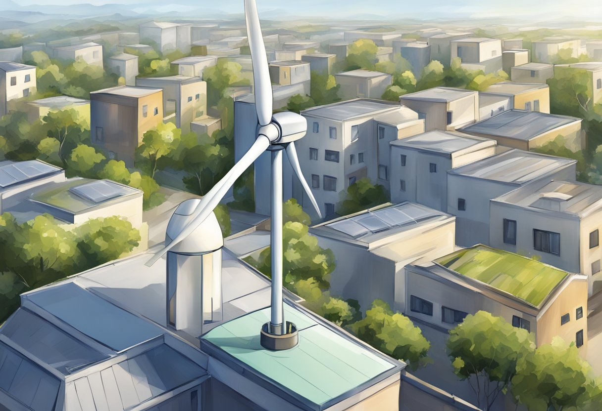 image showing wind turbine on a house roof