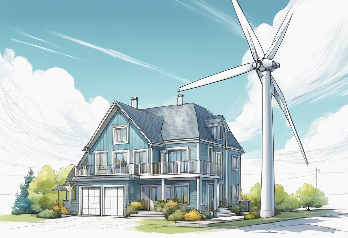 Diagram showing a house with Wind Turbine