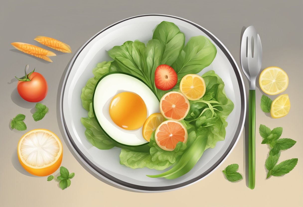 A digital Illustration of a citrus salad with an egg.