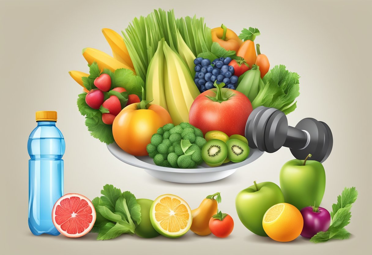 A digital interpretation and illustration of a bowl of fruit and vegetables.
