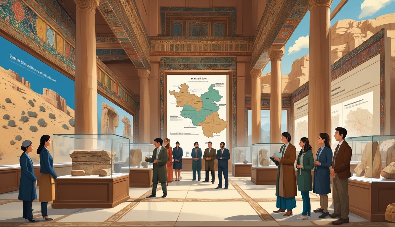 A group of researchers studying ancient artifacts and historical exhibits inside a Tajikistan museum focused on uncovering historical mysteries.