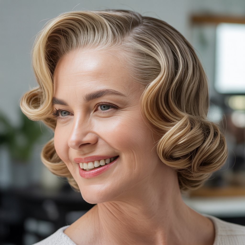 Headshot of a smiling middle-aged woman with styled hair against a neutral background.