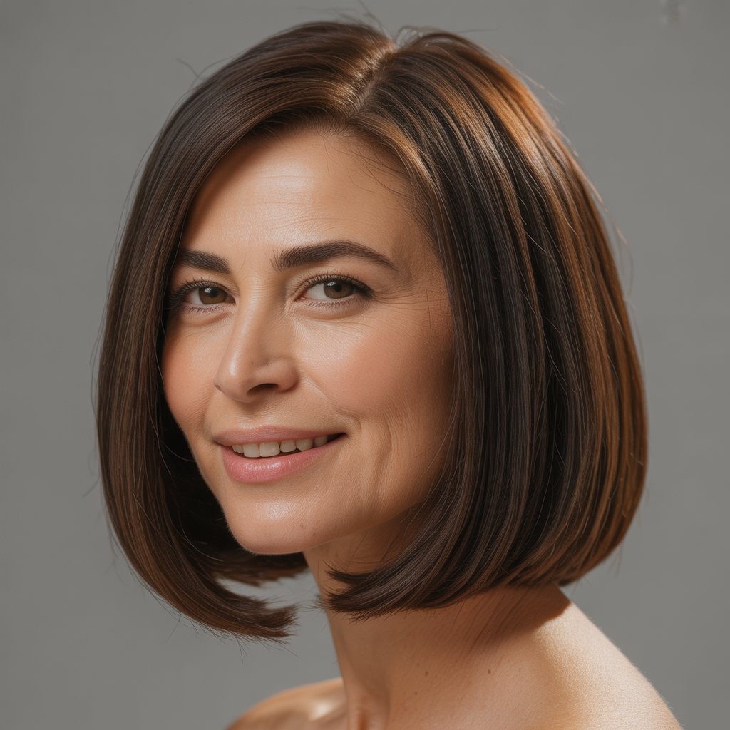 Headshot of a smiling middle-aged woman with straight hair looking at the camera.
