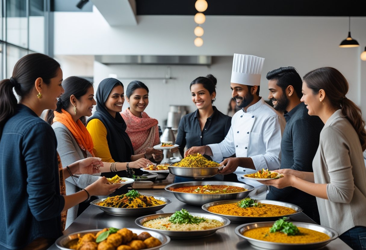 People ordering Indian food from a chef in a modern restaurant in Copenhagen.