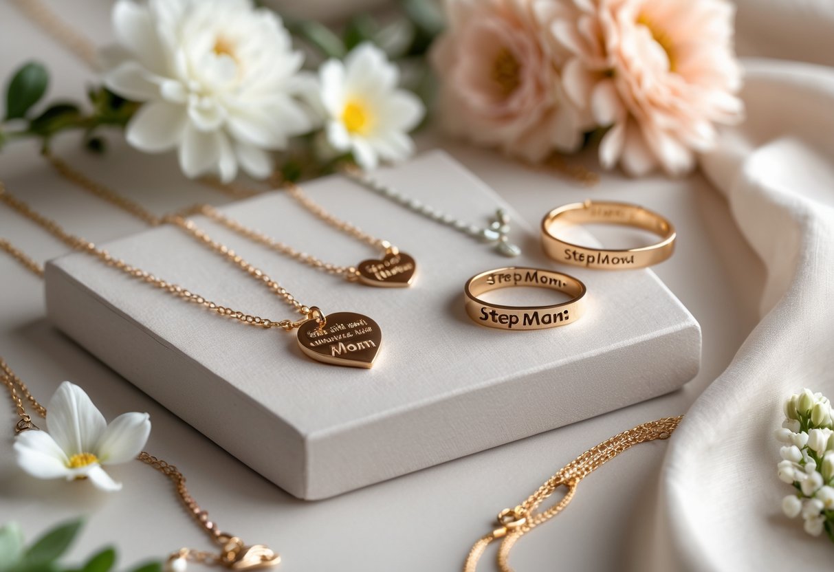 A collection of elegant jewelry pieces including necklaces, bracelets, and rings displayed with flowers on a soft surface.