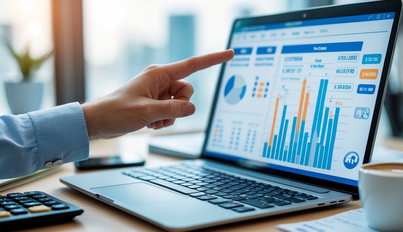 Seseorang sedang menganalisis data togel online di depan laptop di meja kerja.