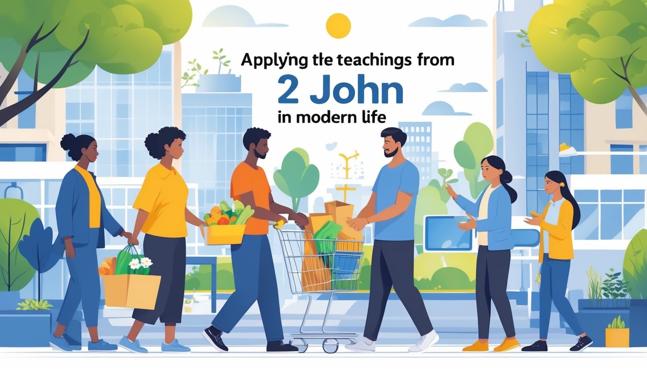 People in a modern city helping each other and having honest conversations, showing kindness and community support.