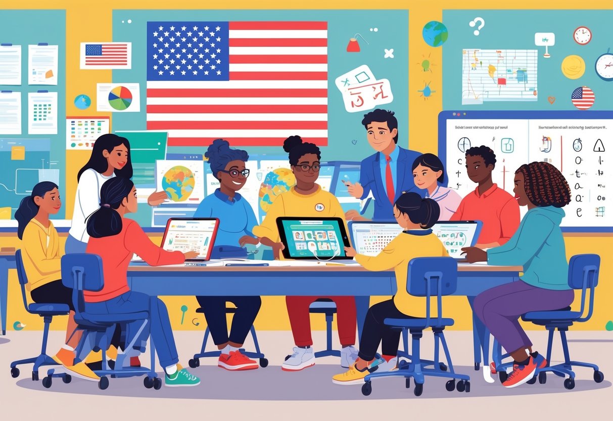 Teaching Resources USA: A Comprehensive Guide for Educators LearningMole A diverse group of educators and students using inclusive teaching tools together in a bright classroom.