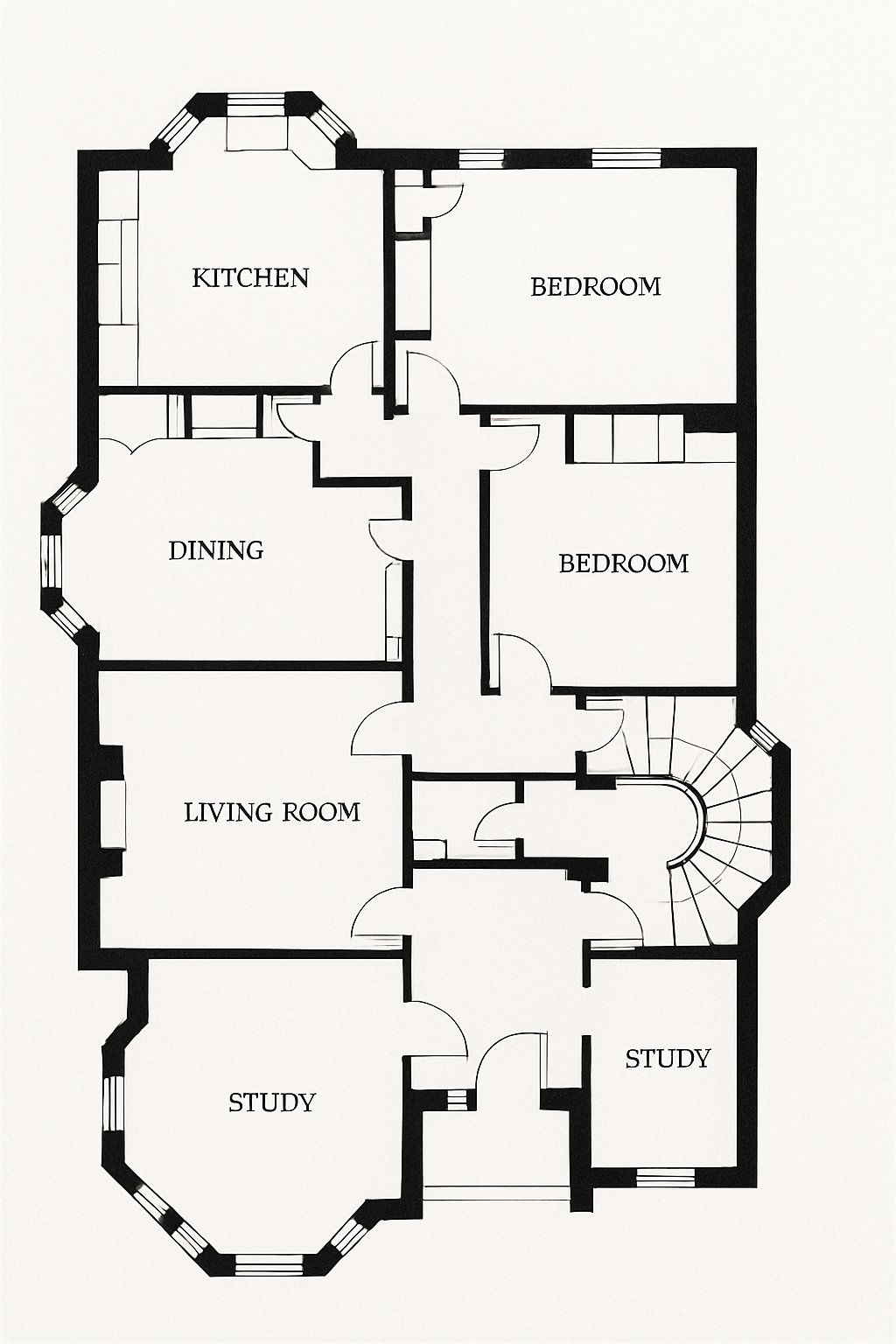 Victorian House Plans For Timeless Architecture And Modern Living 6 Top-down view of a detailed floor plan of a house showing rooms, doors, and windows.